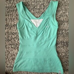 Nike Green/blue aqua Fitted Ribbed v-neck Tank Top Sz XS